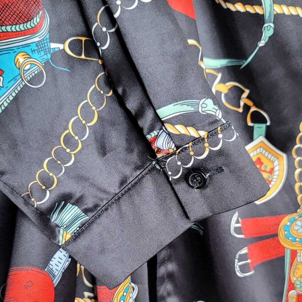 Black Patterned Half Wrap Dress - image 5